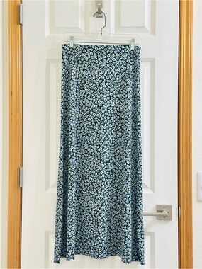 Halogen Floral Maxi Skirt Small Blue White Midi Boho Cottagecore Nordstrom Rack